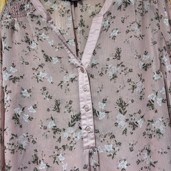 Michel Studio Collection Floral Pink Sheer Tunic Long Blouse Plus Size 16 - Picture 2 of 6